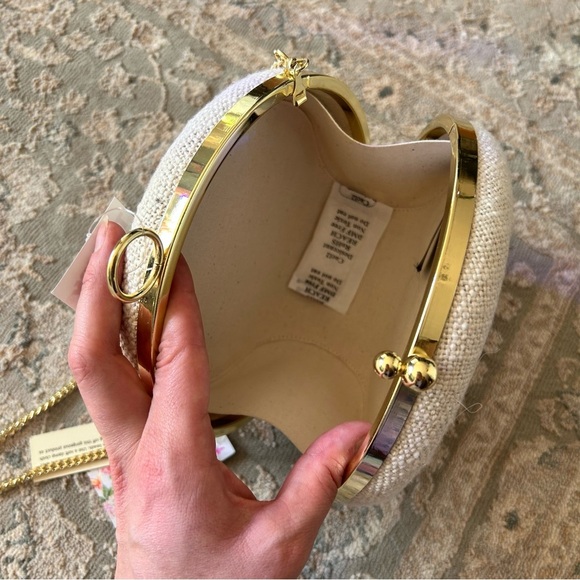 Round White Bag with Gold Chain and Floral Letter K - Picture 4 of 9
